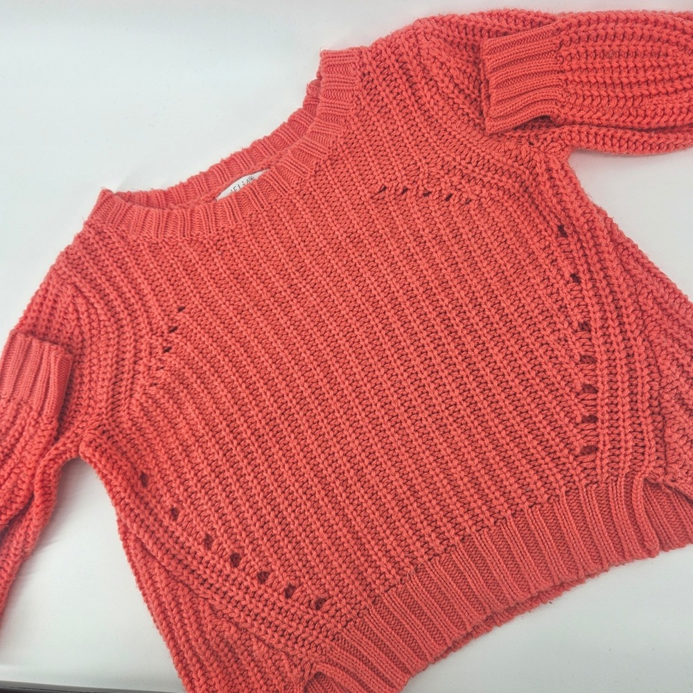 dELiA*s Women XS Sweater Coral Heart Pointelle Chunky Knit Cozy Y2K Top